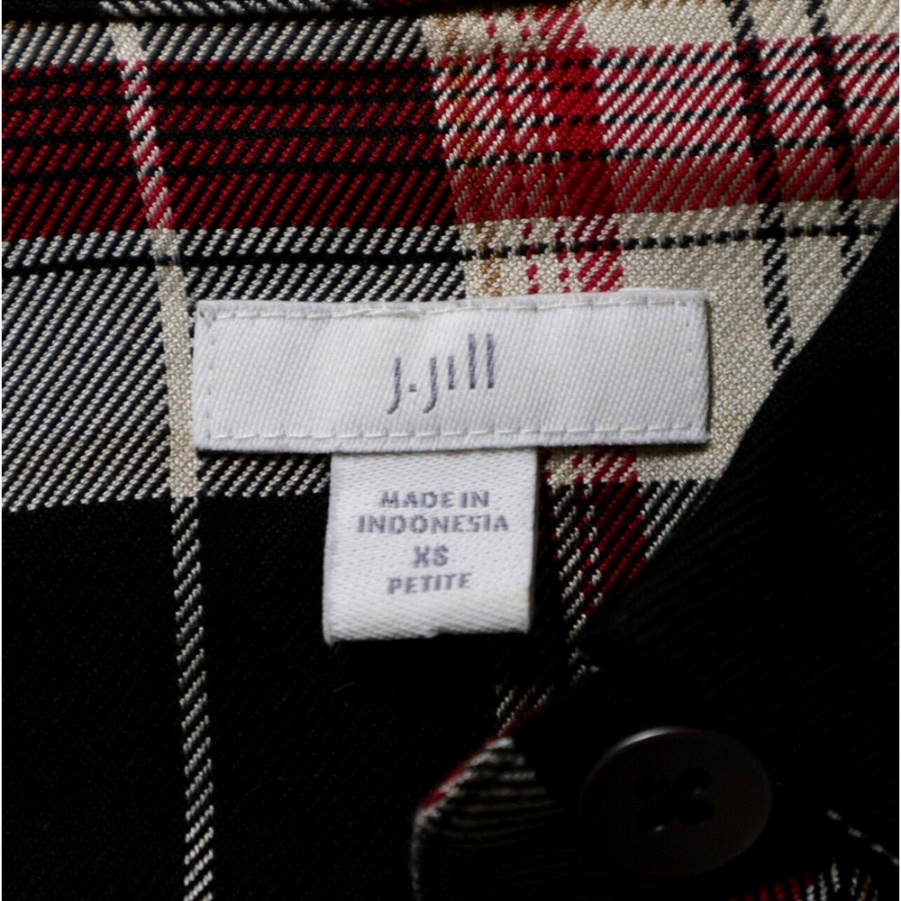 J Jill Size Petite XS Tencel Popover Shirt Dress Black Red Plaid - Picture 10 of 11